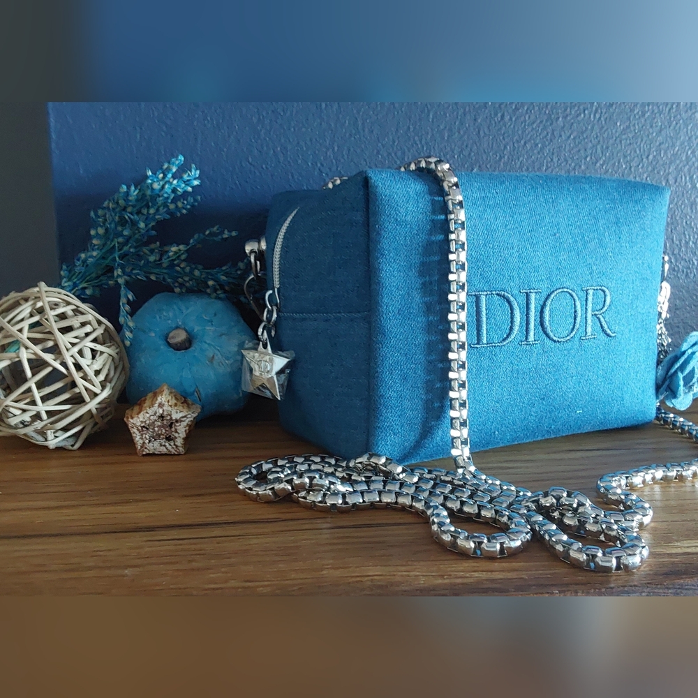 DIOR BLUE DENIM CROSSBODY/COSMETIC BAG - Picture 2 of 6